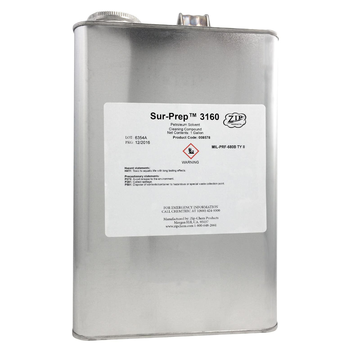 Zip-Chem Sur-Prep 3160 Petroleum Solvent Cleaning Compound, 1 Gallon Can, 008578