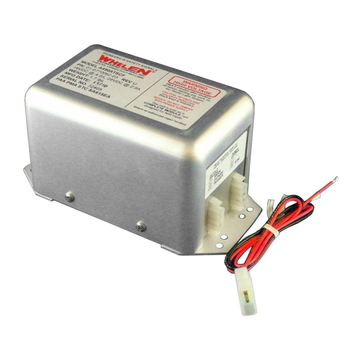 Whelen A490ATSC Single Strobe Power Supply, 14/28 VDC, 34 Joule, 01-0770062-03