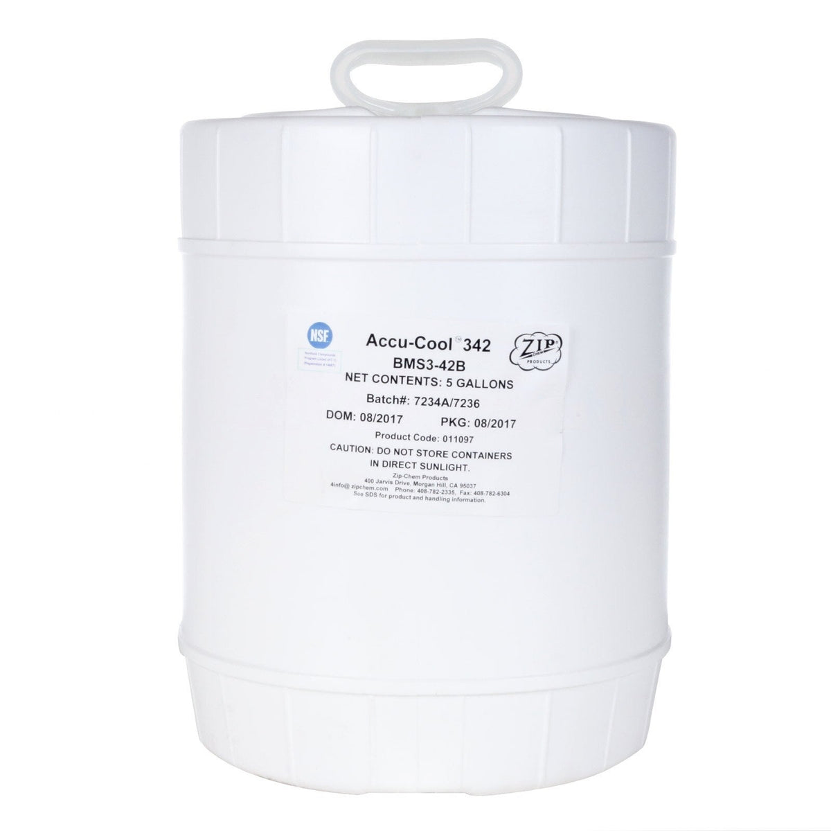 Zip-Chem Accu-Cool 342 Heat Transfer Fluid, BMS 3-42, 5 Gallon Pail, 011097