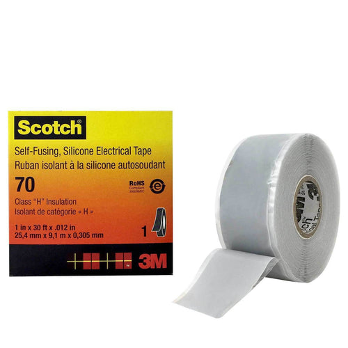 3M Scotch Self-Fusing Silicone Rubber Electrical Tape 70, 1 in x 30 ft, 1 Roll, 051128-57261