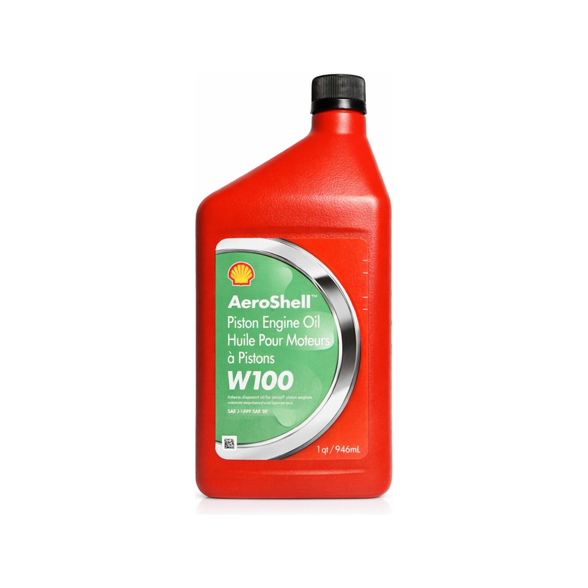 AeroShell Oil W100 Ashless Dispersant Piston Engine Oil, SAE 50, 1 Quart, 100WQT