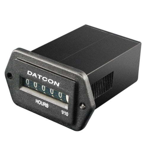Datcon Mini Electronic Hour Meter, 10 to 80 VDC, 2-Hole Mount, 99,999.9 Hours, 102033