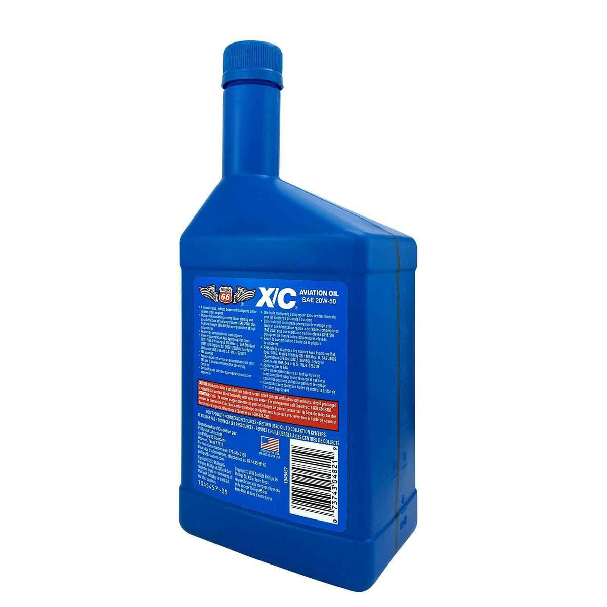 Phillips 66 X/C 20W-50 Aviation Oil, 1 Quart, Carton of 12, 1045457-12PK