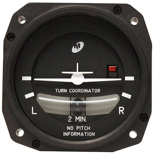 Mid-Continent 1394T101 Turn Coordinator, 11-32 VDC, 3-Pin, Lighted Bezel, 1394T101-3B