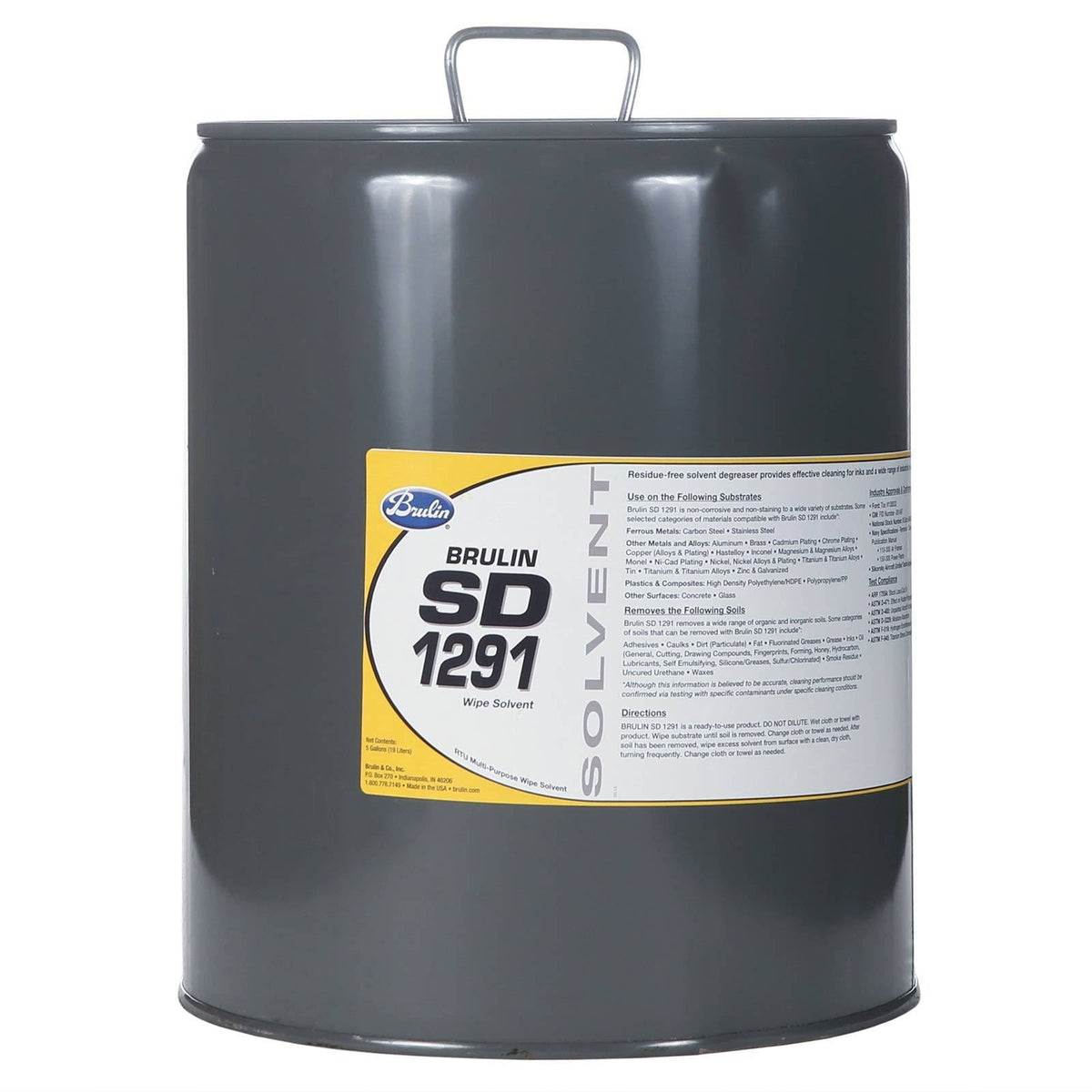Brulin SD 1291 Multi-Purpose Wipe Solvent Degreaser, 5 Gallon (19L) Pail, 304012-05