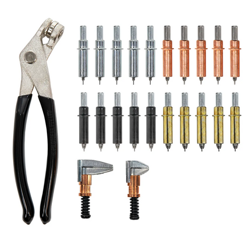 Kit Pemula Pengikat Cleco - 20 Pin (3/32″, 1/8″, 5/32″, 3/16″), 2 Klem Tembaga (1/2″ & 1″) & Tang