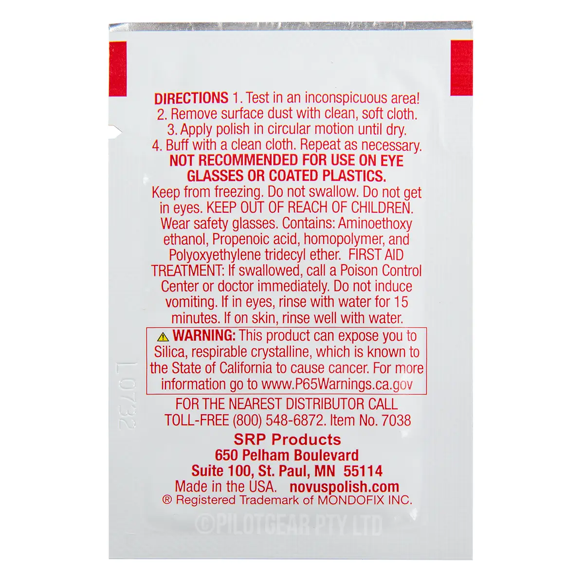 Sample Novus 2 Plastic Polish Fine Scratch Remover Pillow Pack image 1