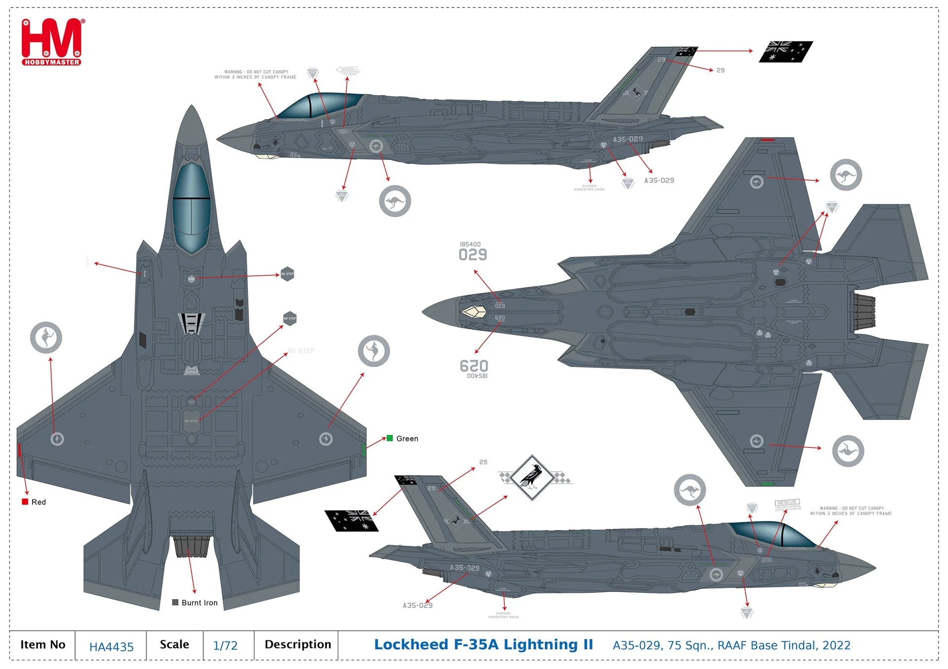 1/72 Lockheed F35A Lightning II A35-029 75 Sqn. RAAF Base Tindal 2022 image 9