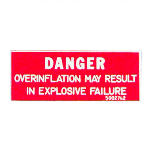 Meggitt Aircraft Braking Systems Identification Plate, Danger Overinflation Warning, 5002742