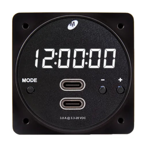 Mid-Continent CHRONOS CH93MAX Digital Clock and USB Charger, 8 Modes, Dual USB-C PD, 6420093-6
