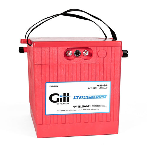 Gill 7639-34 LT Sealed Lead Acid Aircraft Battery, 24 Volt 34Ah