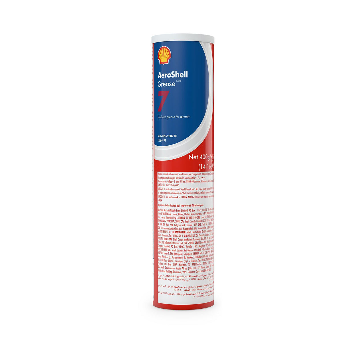 AeroShell Grease 7 Synthetic Multi-Purpose Airframe Grease, MIL-PRF-23827C Type II, 14.1 oz Cartridge, 7CTG