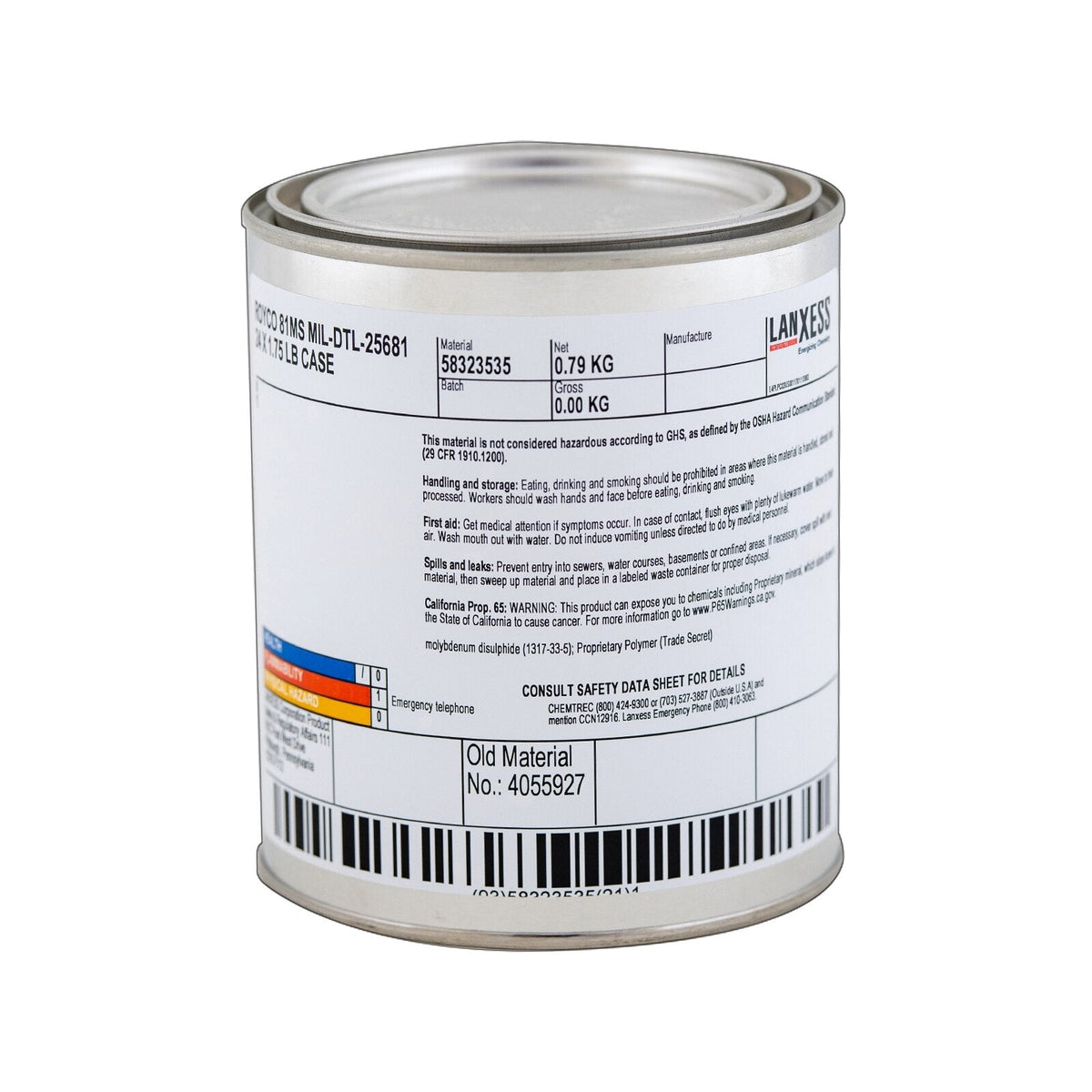 Royco 81MS Synthetic High Temperature Molybdenum Disulfide Silicone Lubricant, 1.75 lb Can, 81MS1-75LB