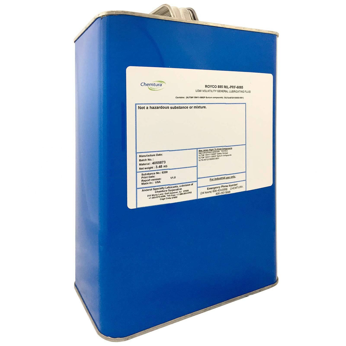 Royco 885 Low Volatility Synthetic Instrument Oil, MIL-PRF-6085, 1 US Gallon Can, 885-1GL
