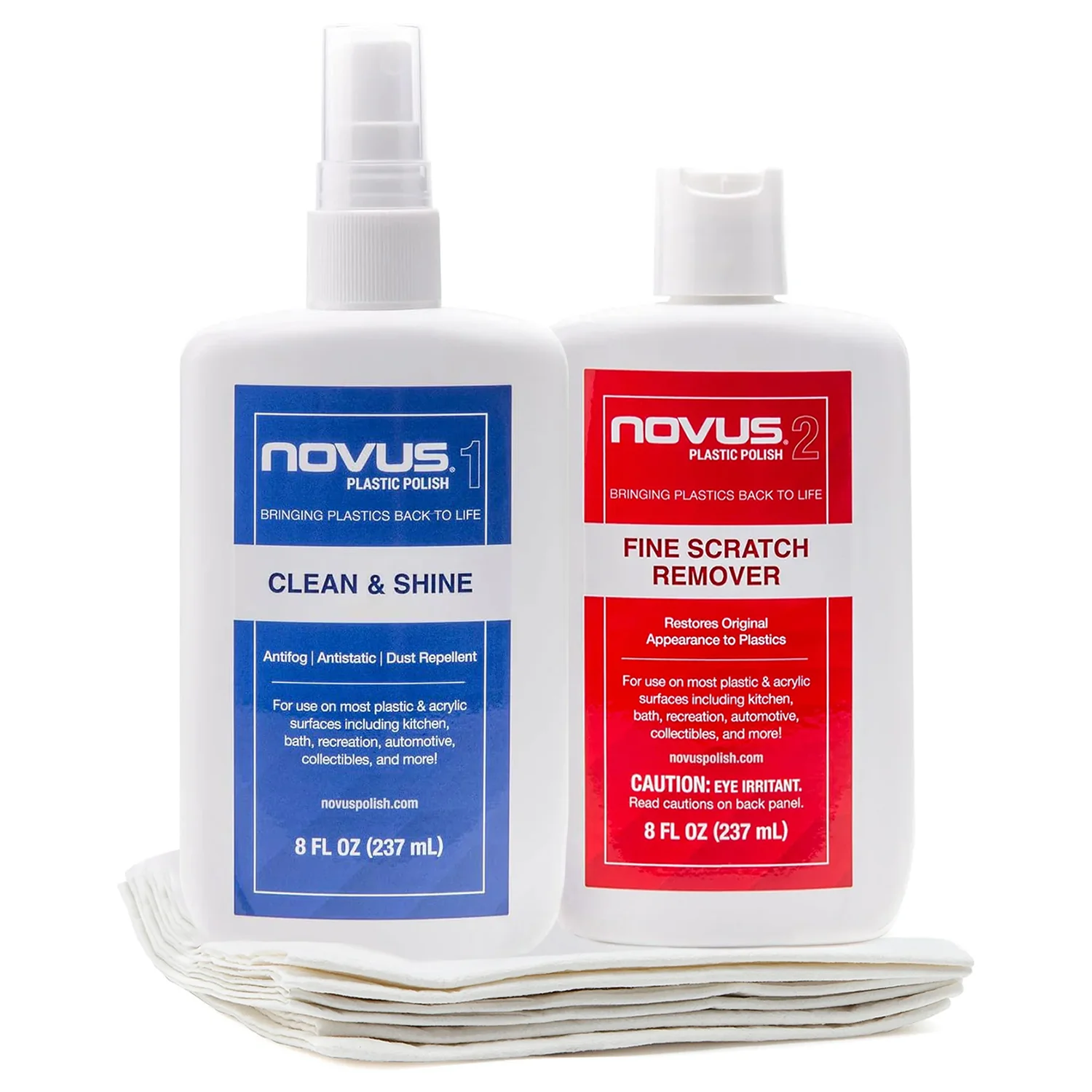 NOVUS Plastic Polish Restoration Kit – 1 & 2 (237mL / 8oz) Bottles & Polish Mates image 0