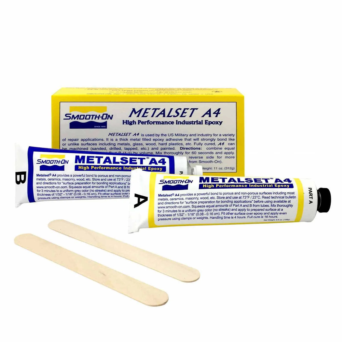 Smooth-On Metalset A4 Aluminium-Filled Epoxy Adhesive, 11 oz Tube Set, A4-11