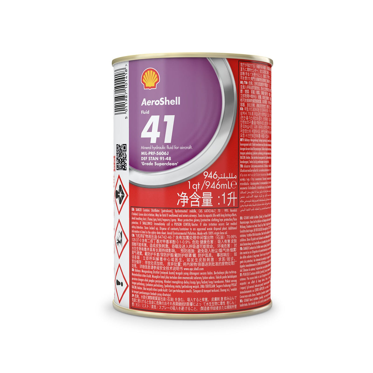 AeroShell Fluid 41 Aircraft Hydraulic Fluid, MIL-PRF-5606J, 1 Quart, ASF41-1QT