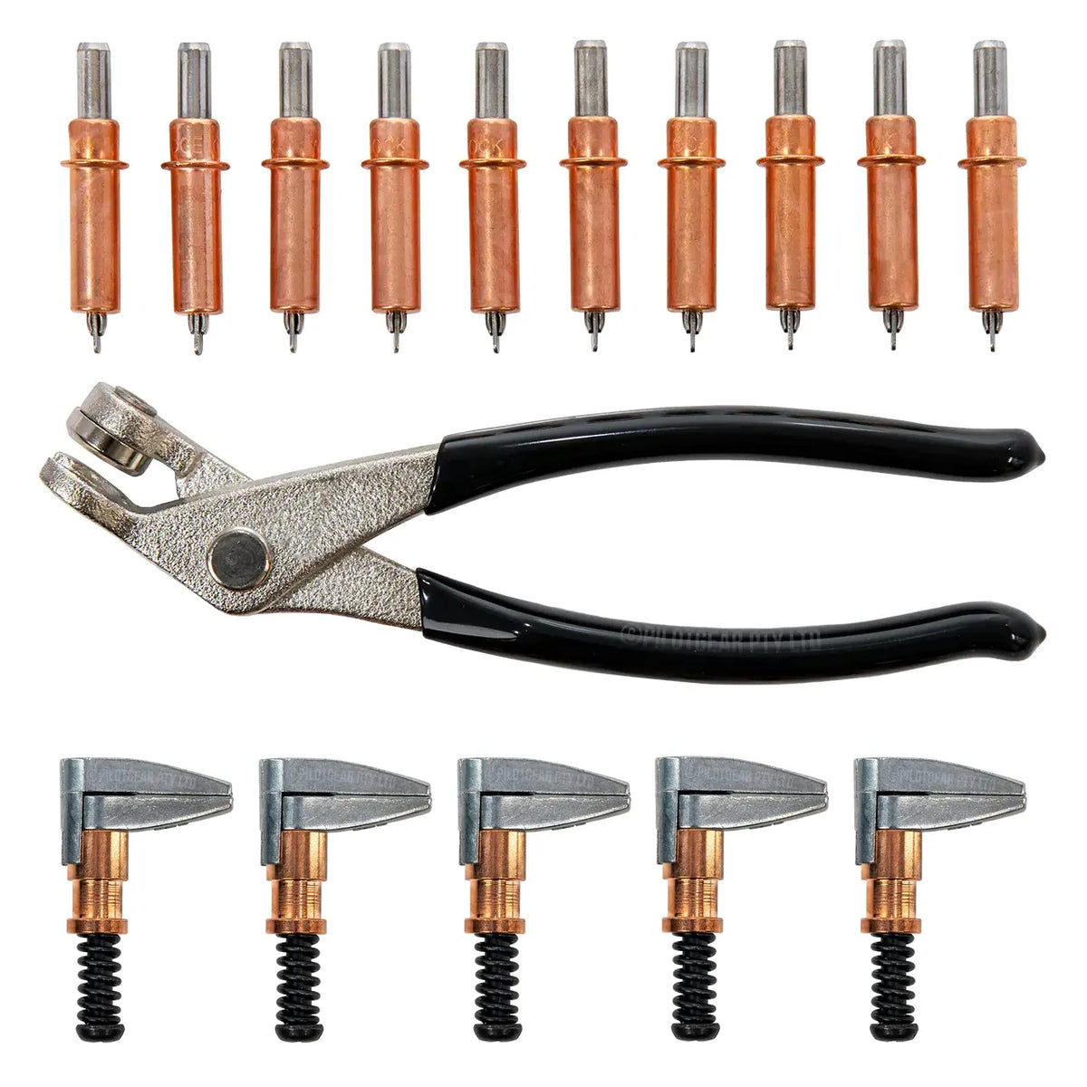 Cleco 1/8" Clamp Starter Kit - 10 Fasteners, 5 Copper Side Grip Clamps & Pliers