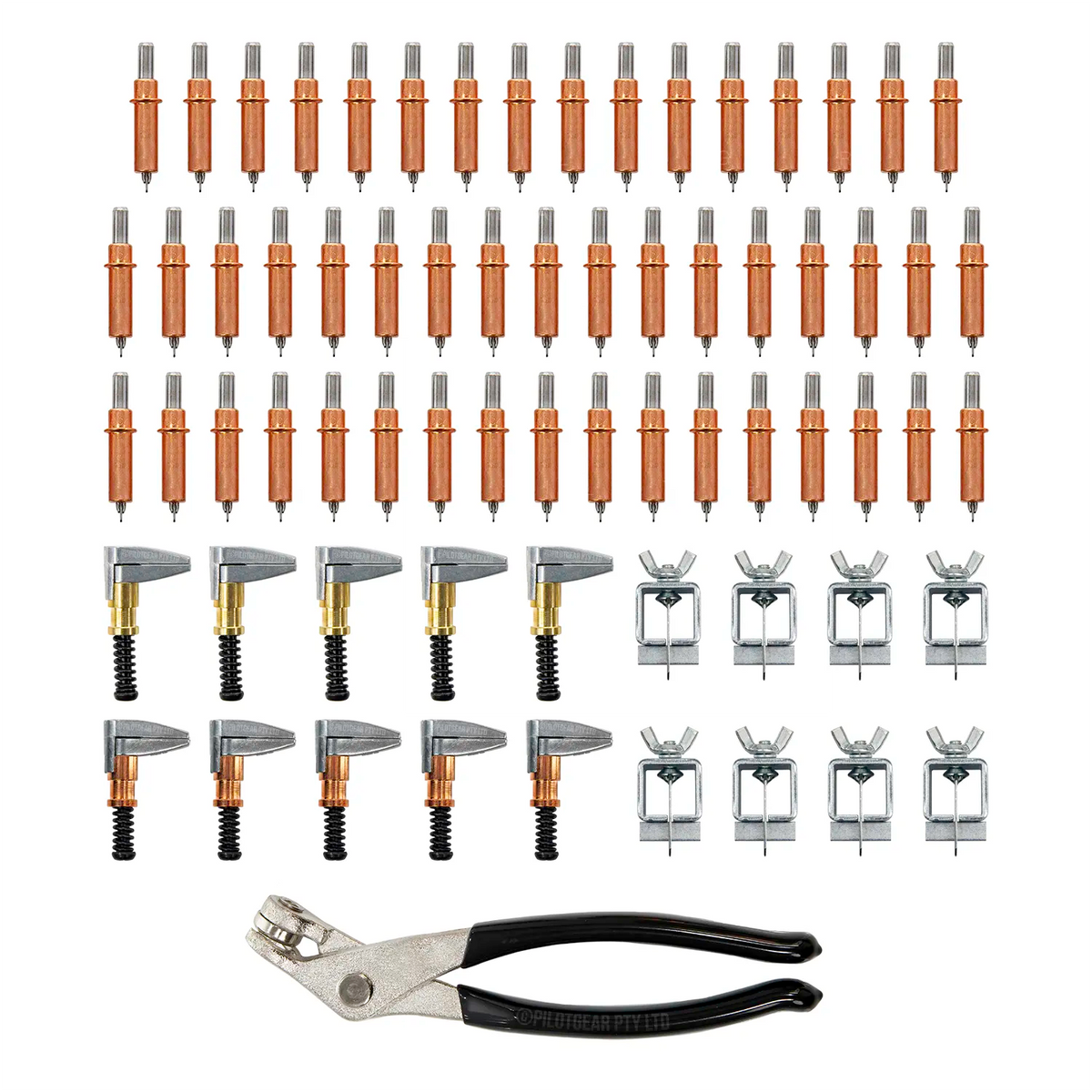 Cleco 1/8" Fabrication Shop Kit - 50 Fasteners, 10 Side Grip Clamps, 8 Butt Weld Clamps & Pliers