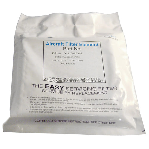 Brackett Air Filter Element, Piper PA-28-151/161 Warrior, No Frame Required, BA-16 (BA16)