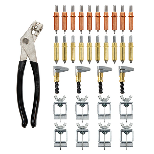 Kit Fabrikasi Logam Cleco – Tang Cleco, Pengikat 1/8" & 3/16", Klem Cengkeraman Samping 1" & Klem Las Butt