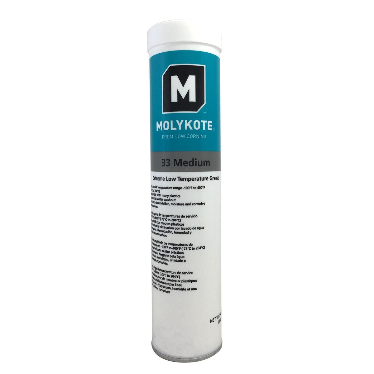 Molykote 33 Medium Extreme Low Temperature Grease, NLGI 2, 14 oz, DC33MED140Z