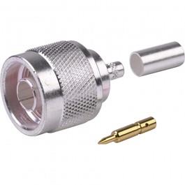 N Male Connector, Dual Crimp, Straight, RG-142, RG-400