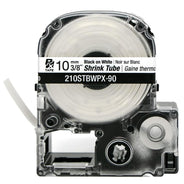 LabelWorks PX Shrink Tube, Black on White, 3/8in (10mm) x 90in, AWG 4-12
