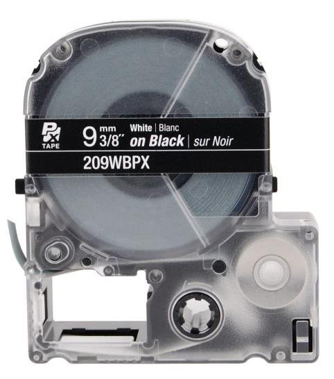 LABELWORKS PX Standard Tape, White on Black, 3/8in (9mm) x 30ft