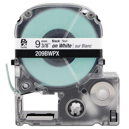 Labelworks PX Standard Tape, Blk on Wht, 3/8in (9mm) x 30ft