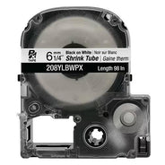 LabelWorks PX Shrink Tube, Black on White, 1/4in, AWG 6-18