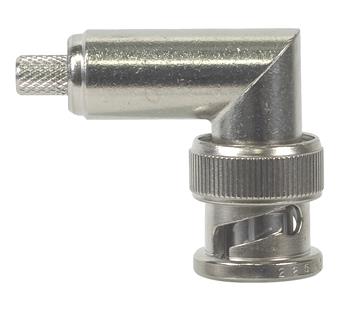 BNC Male Connector, Dual Crimp, Right Angle, RG-142, RG-400
