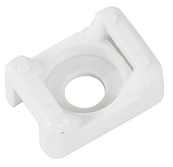 Cable Tie Mount, White, 0.18in Hole, 0.31in Max Tie Width