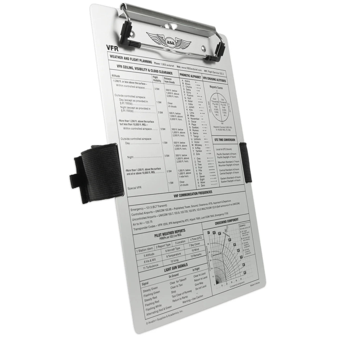 ASA VFR Clipboard with Strap & Pencil Holder