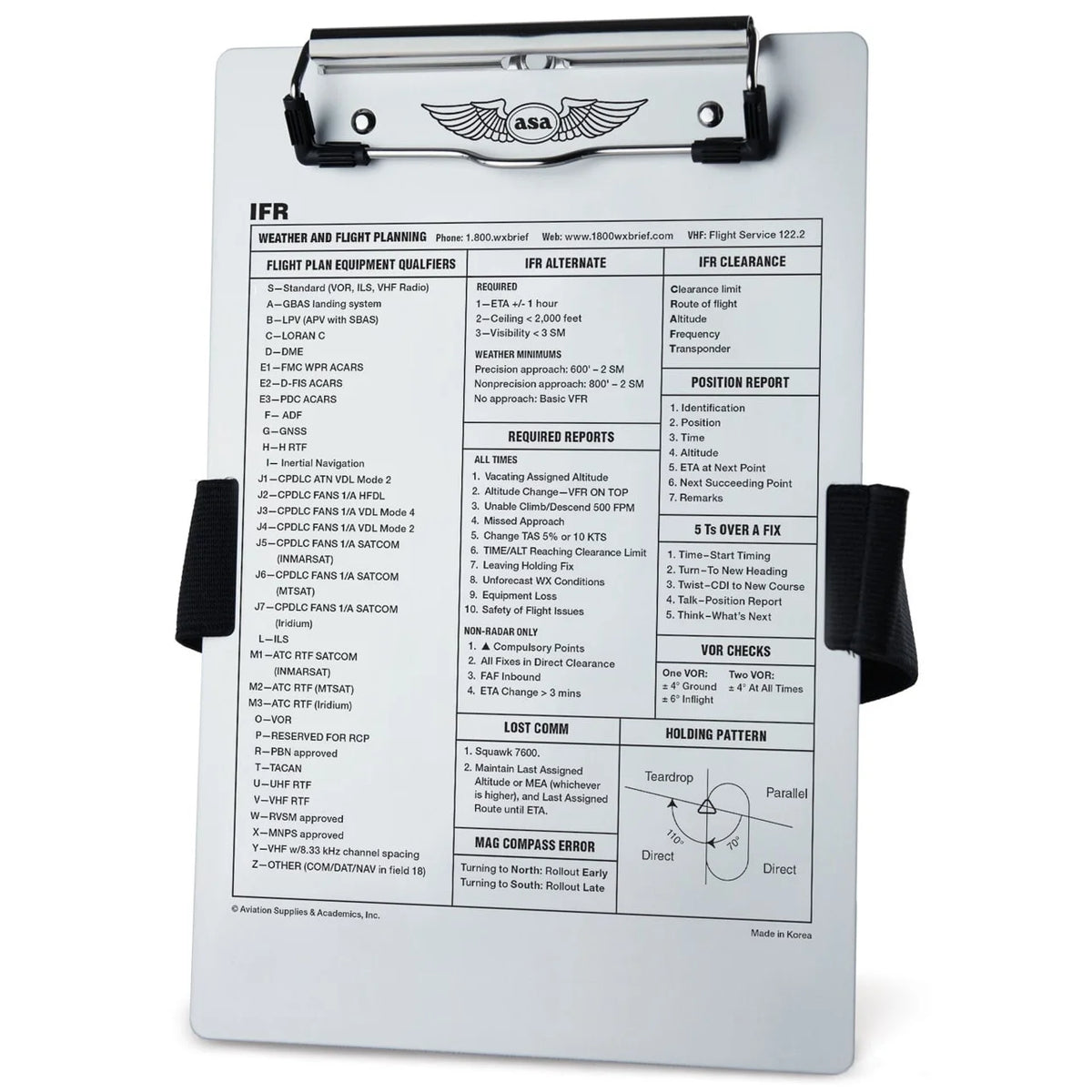 Clipboard IFR ASA dengan Strap & Tempat Pensil