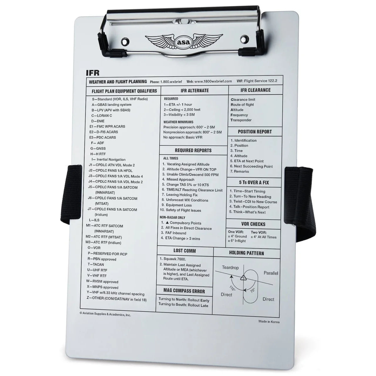ASA IFR Clipboard with Strap & Pencil Holder