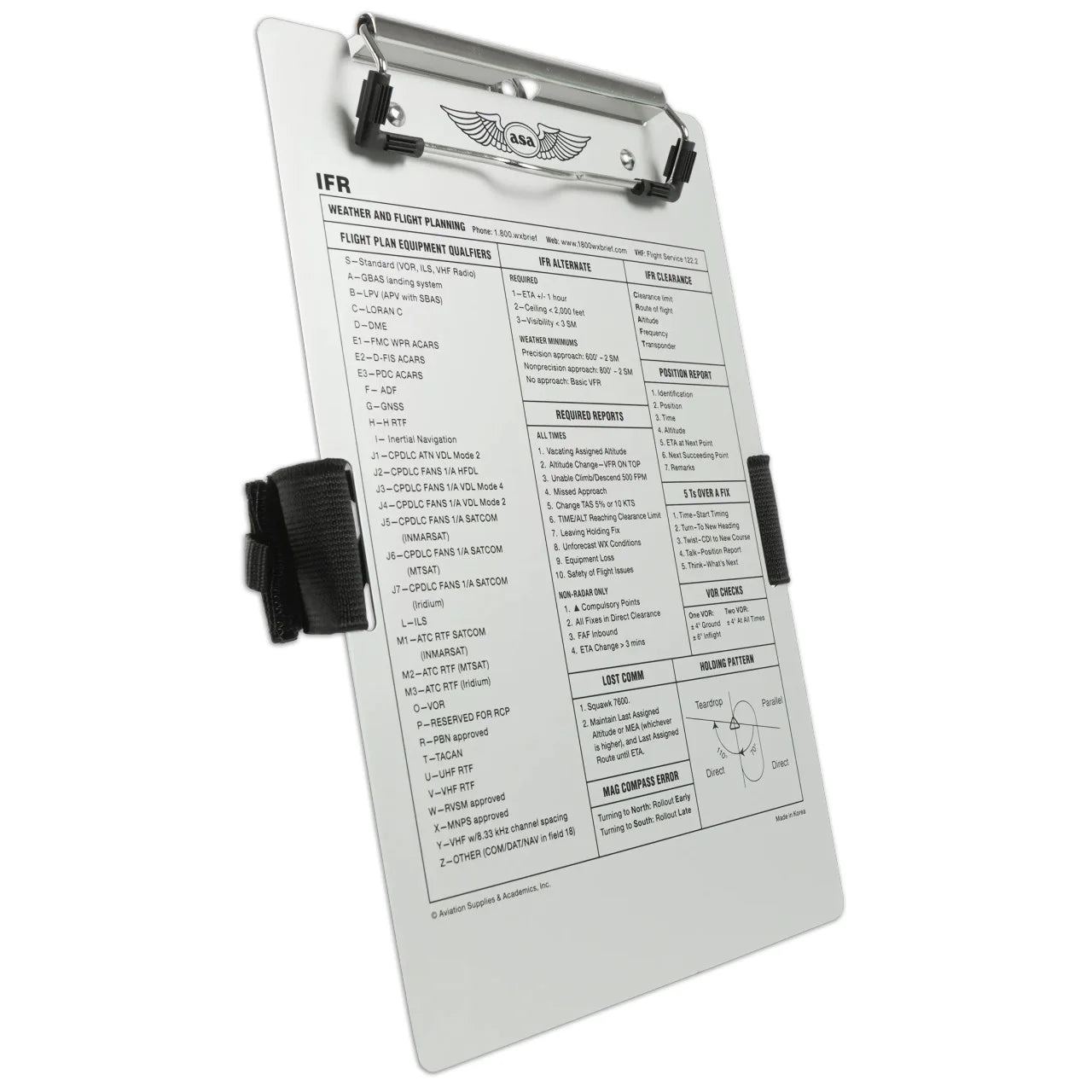ASA IFR Clipboard with Strap & Pencil Holder