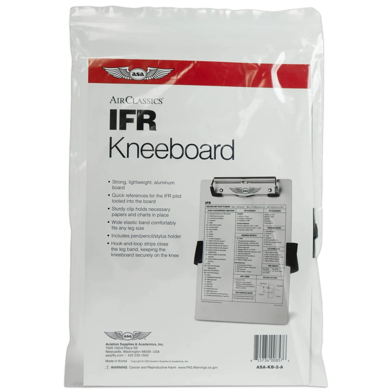 ASA IFR Clipboard with Strap & Pencil Holder