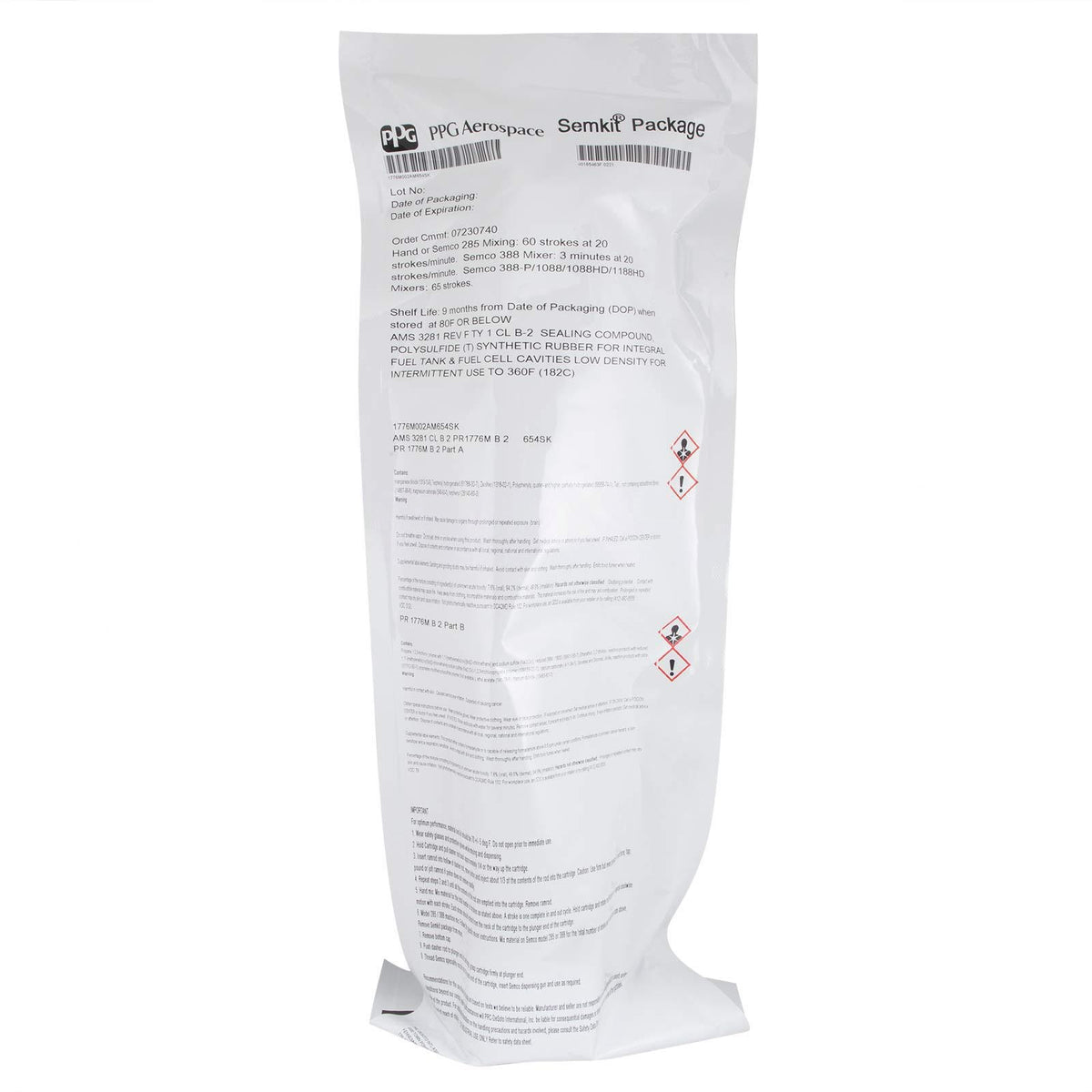 PPG PR-1776M Class B-2 Low Weight Fuel Tank Sealant, 6 oz Semkit, PR1776MB2-60Z