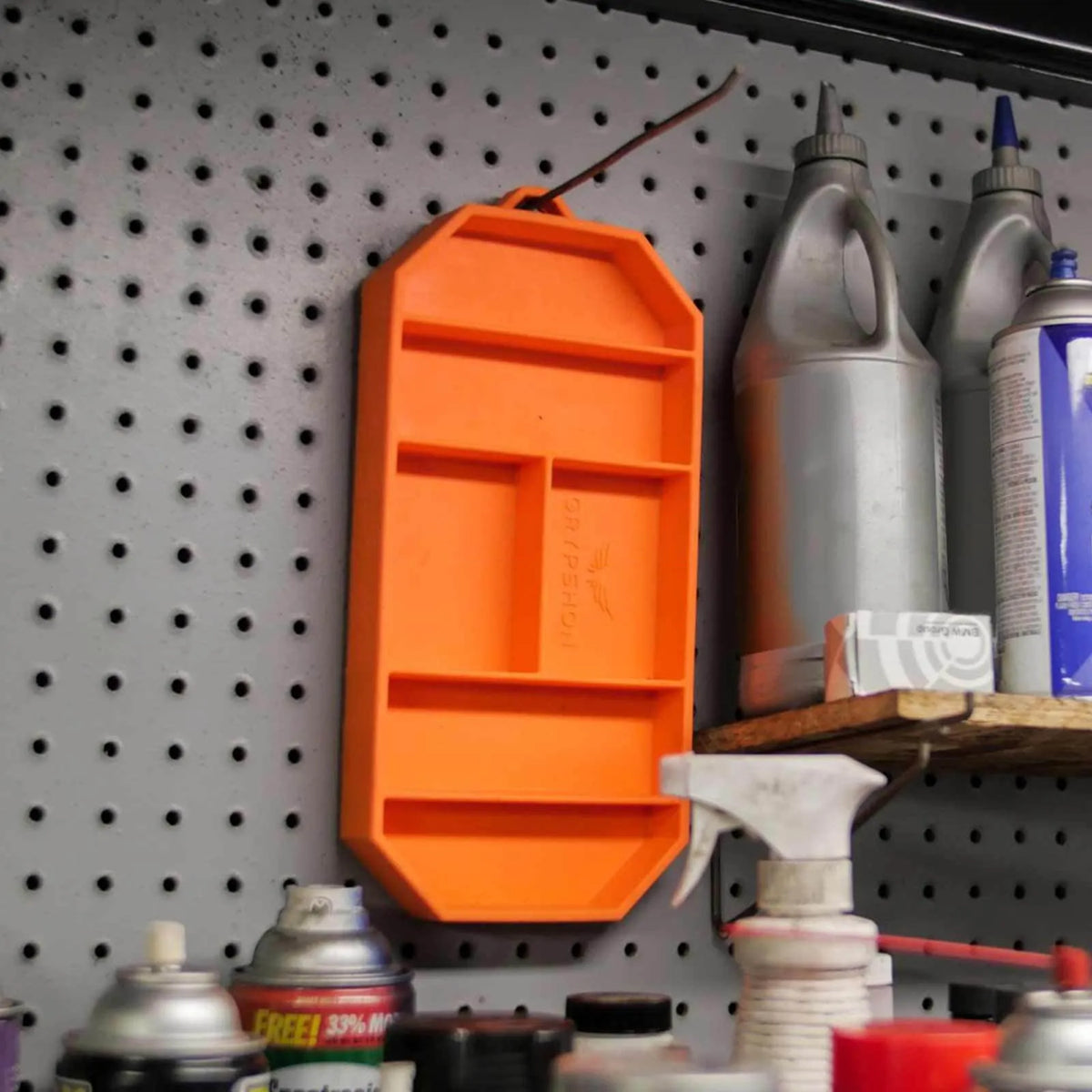 Grypmat Small Flexible Non-Slip Tool Mat, Orange, 6 x 12 in, Six Compartments, RFGMCR03S (RFGM-CR03S)