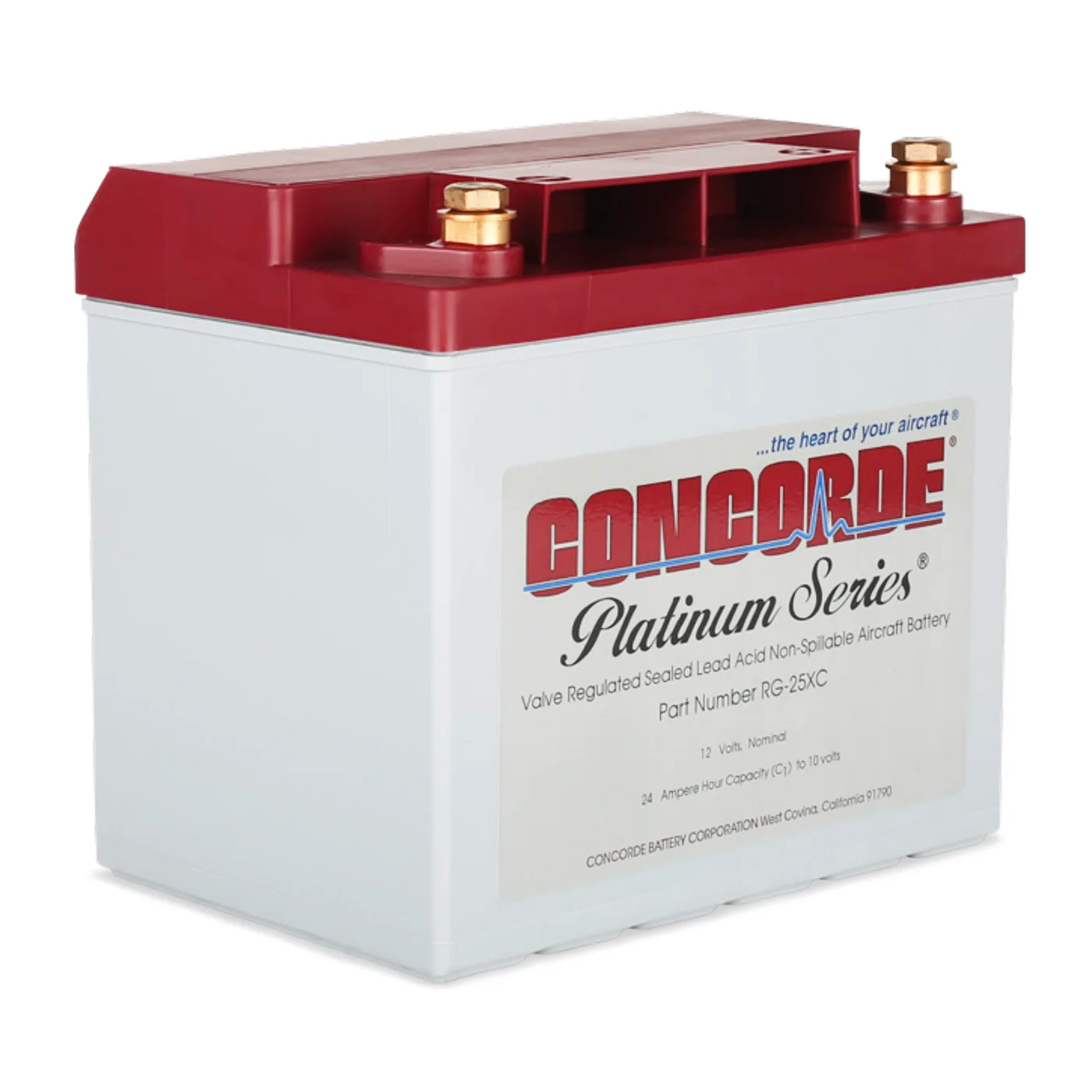 Concorde RG25XC 12 Volt 24AH Sealed Lead Acid Aircraft Battery