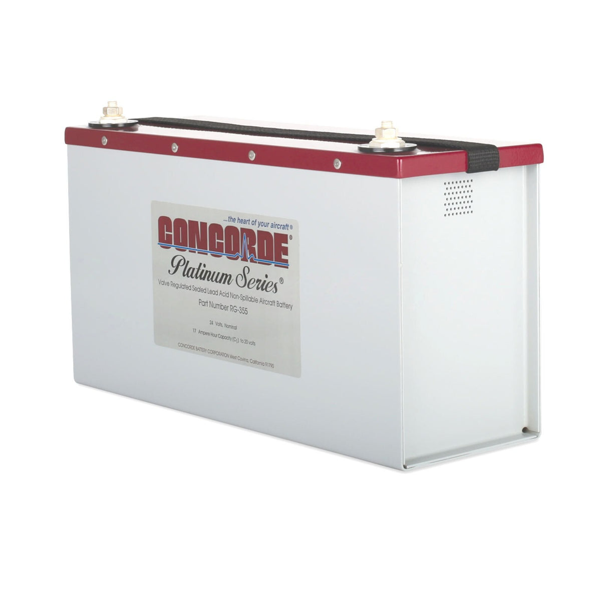 Concorde RG-355 Platinum Series 24 Volt 17AH Sealed Lead Acid Turbine Aircraft Battery, RG355