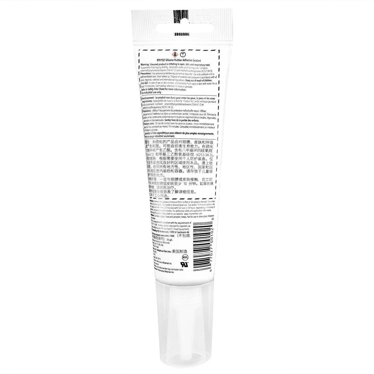 Momentive SNAPSIL RTV102 White Silicone Adhesive Sealant, 2.8 oz Tube, RTV102-2-80Z