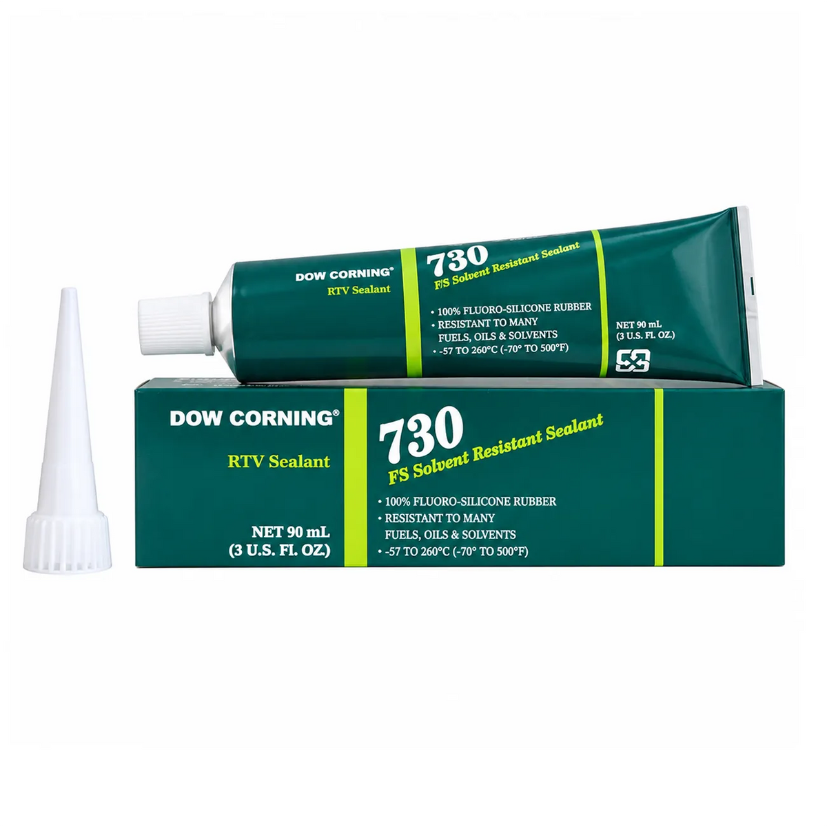 Dow DOWSIL 730 FS Solvent Resistant Sealant, White Fluorosilicone, 90 mL Tube, RTV730FS30Z