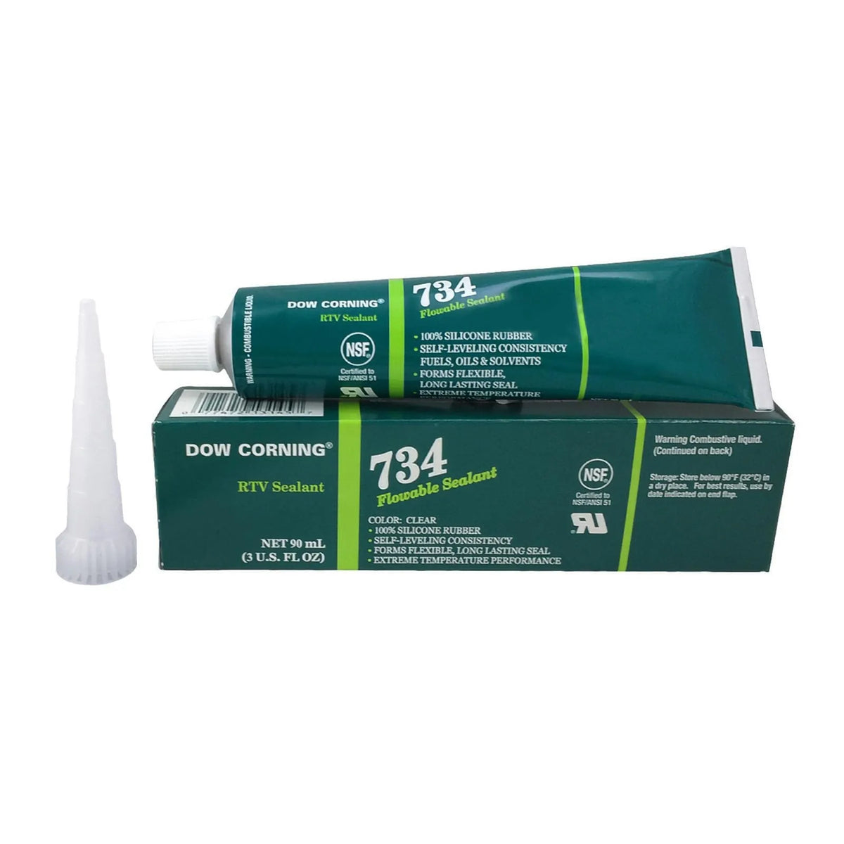 Dow DOWSIL 734 Flowable Sealant, Clear, 90 mL, RTV734-30ZCLR