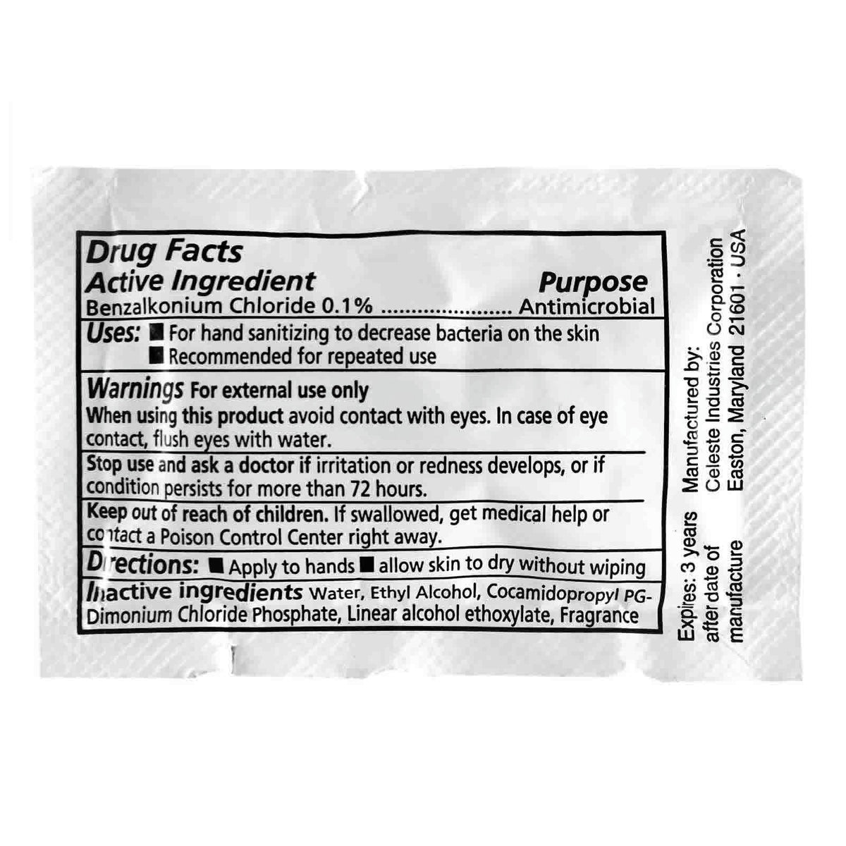 Celeste Sani-Com Pre-Moistened Cleaning Towelettes, Pack of 200, SC3205 (SC-3205)