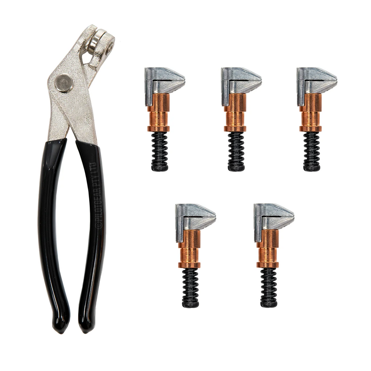 Kit Klem Cengkeraman Samping Tembaga Cleco 1/2", Paket 5 dengan Tang Cleco