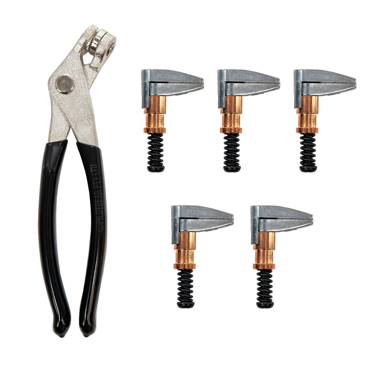 Kit Klem Cengkeraman Samping Tembaga Cleco 1", Paket 5 dengan Tang Cleco