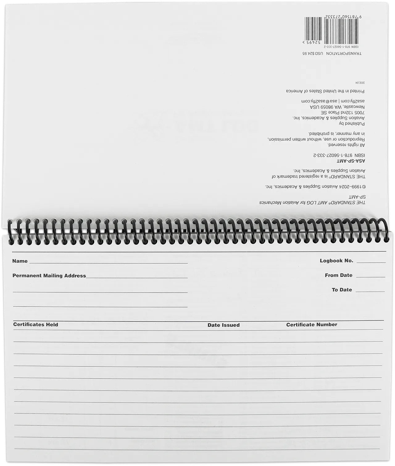 ASA The Standard Aviation Maintenance Technician Log Book