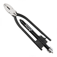 9 inch safety wire twisting pliers with black oxide finish, serrated jaws, side cutter and knurled automatic-return knob